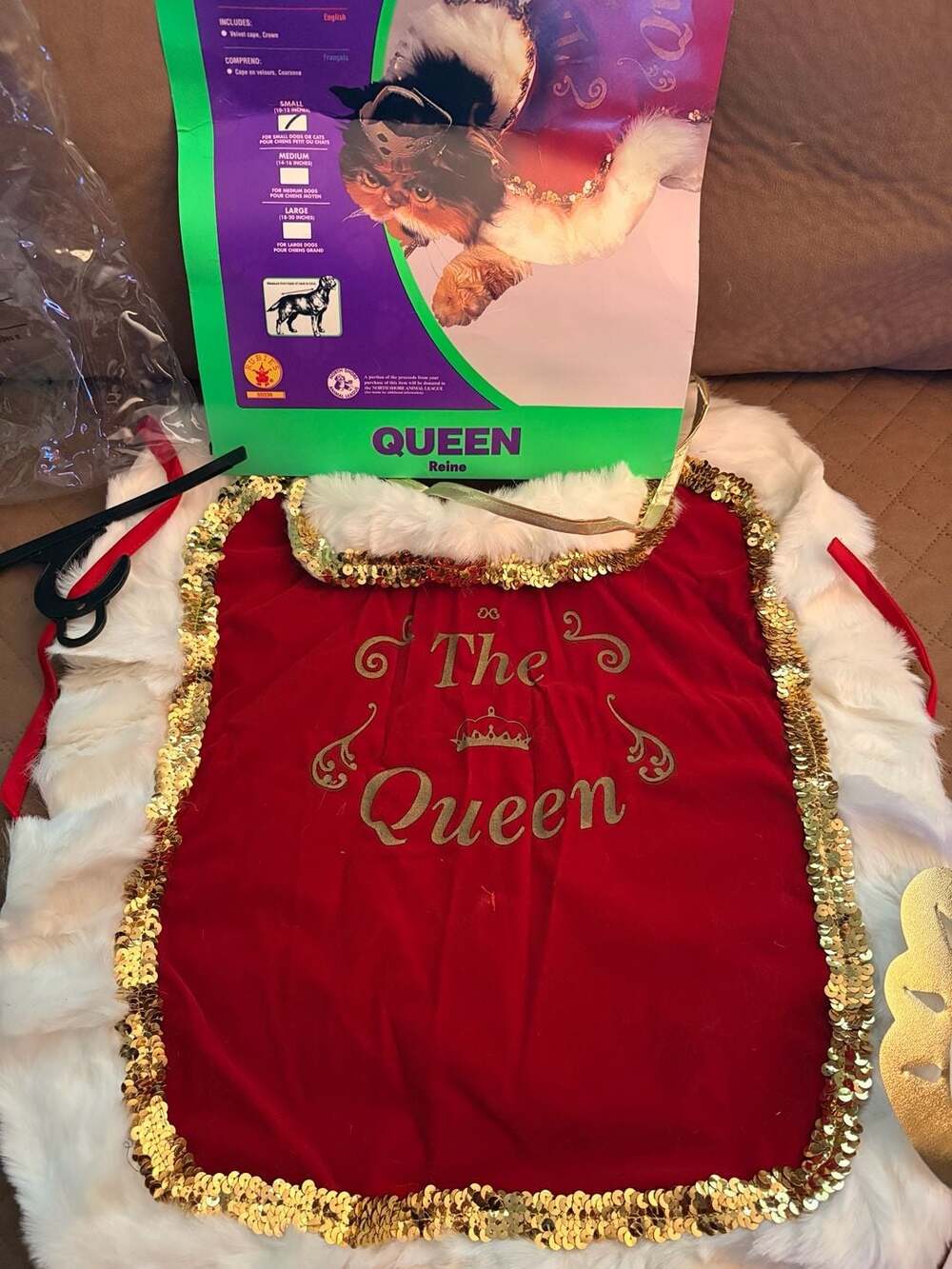 Rubies Queen Velvet Cape and Crown Size Small